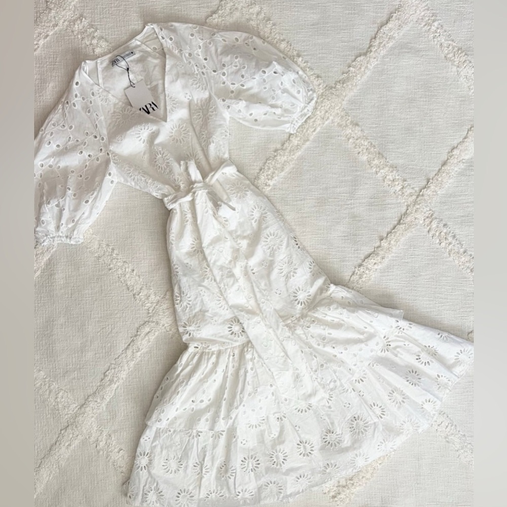 Zara White Eyelet Maxi Dress